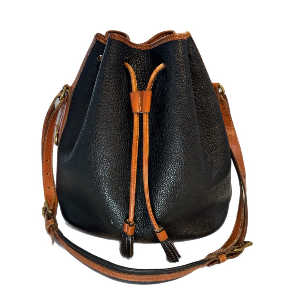 Vintage Dooney & Bourke Black Pebble Leather Drawstring Bag